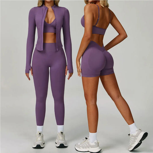 Fitness Set with High-Waist Leggings and Sports Bra