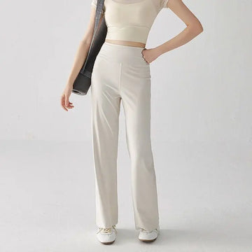 Women’s high-waist loose straight sports pants for running and training