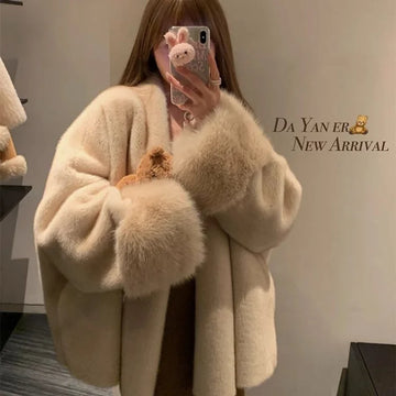 Women’s eco-friendly faux mink fur coat for autumn/winter
